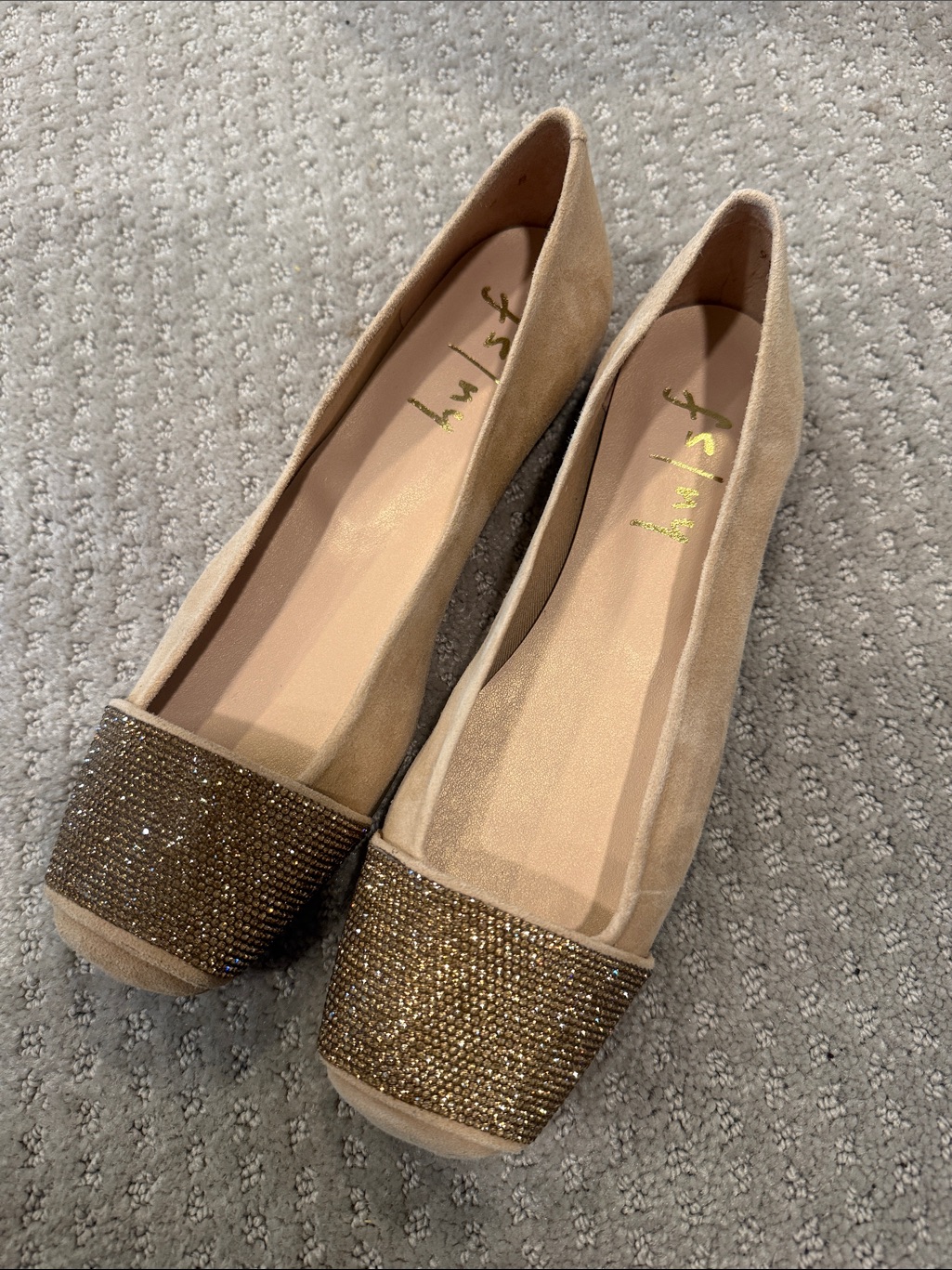 French Sole Via Suede Ballet Flat With Crystals New Without Tags Size 8